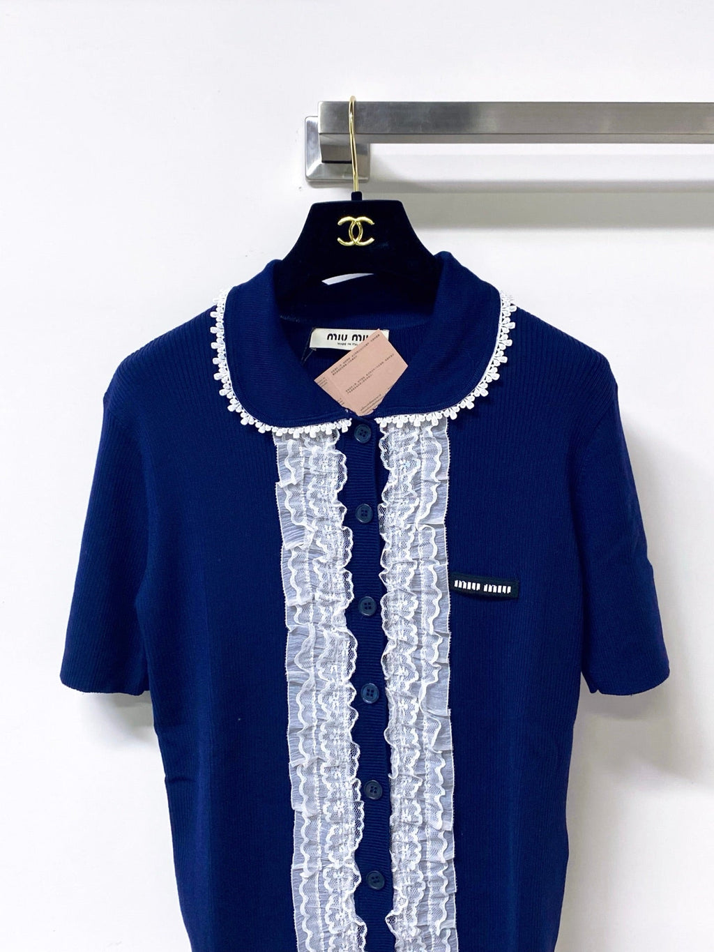 MIUMIU 26S SHORT-SLEEVED KNIT POLO SHIRT STYLE 1053