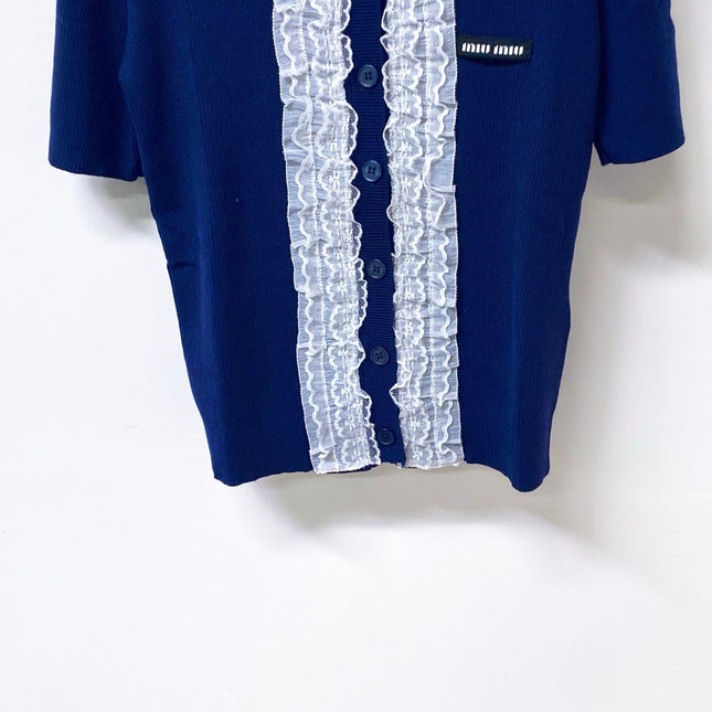 MIUMIU 26S SHORT-SLEEVED KNIT POLO SHIRT STYLE 1053