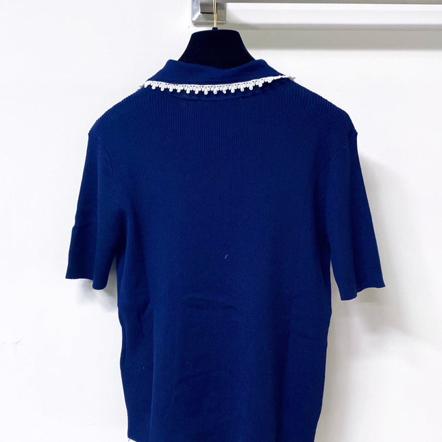 MIUMIU 26S SHORT-SLEEVED KNIT POLO SHIRT STYLE 1053
