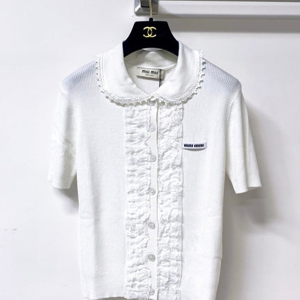 MIUMIU 26S SHORT-SLEEVED KNIT POLO SHIRT STYLE 1052