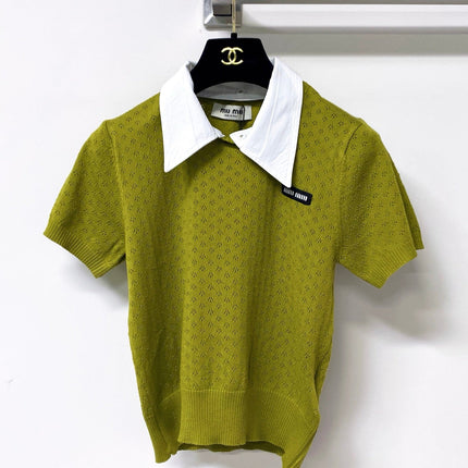 MIUMIU 26S SHORT-SLEEVED KNIT POLO SHIRT STYLE 1056