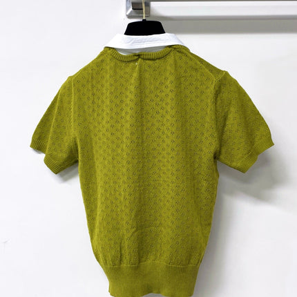 MIUMIU 26S SHORT-SLEEVED KNIT POLO SHIRT STYLE 1056