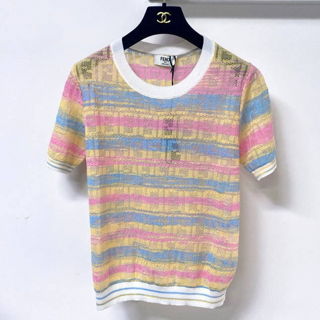 FENDI 26S SHORT-SLEEVE KNIT TOP 447