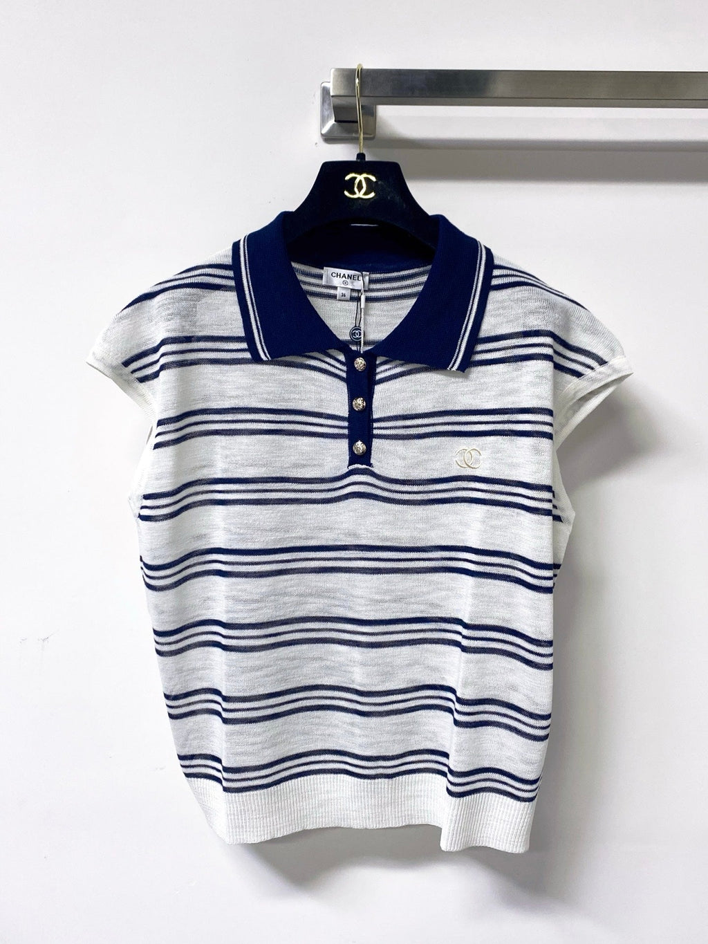 CHANEL 26S SHORT-SLEEVED KNIT POLO SHIRT STYLE 1178