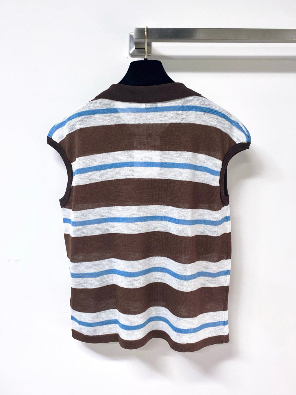 CELINE 26S STRIPED KNIT POLO TOP 327