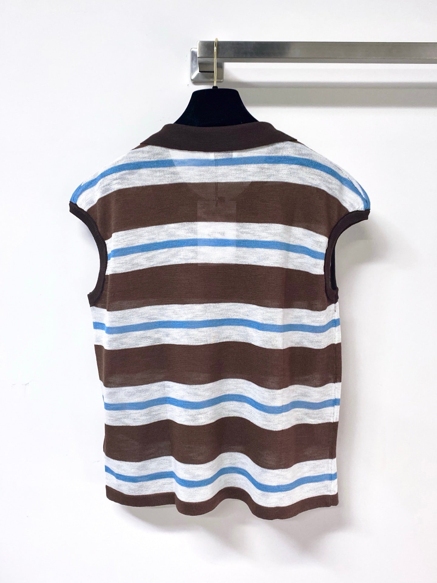CELINE 26S STRIPED SLEEVELESS POLO SHIRT 481