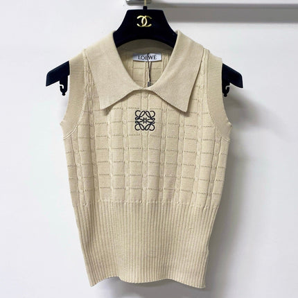 LOEWE 26S SLEEVELESS KNIT POLO TOP 414