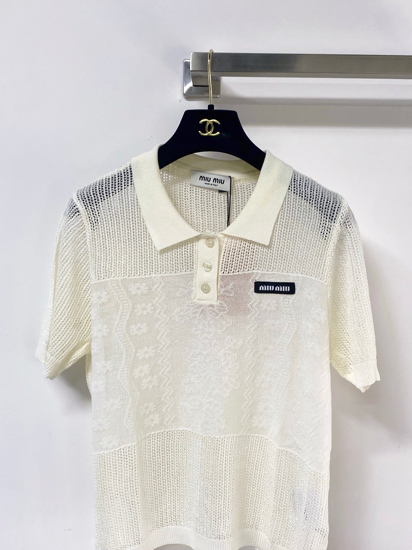 MIUMIU 26S KNIT SHORT SLEEVE POLO SHIRT 1219