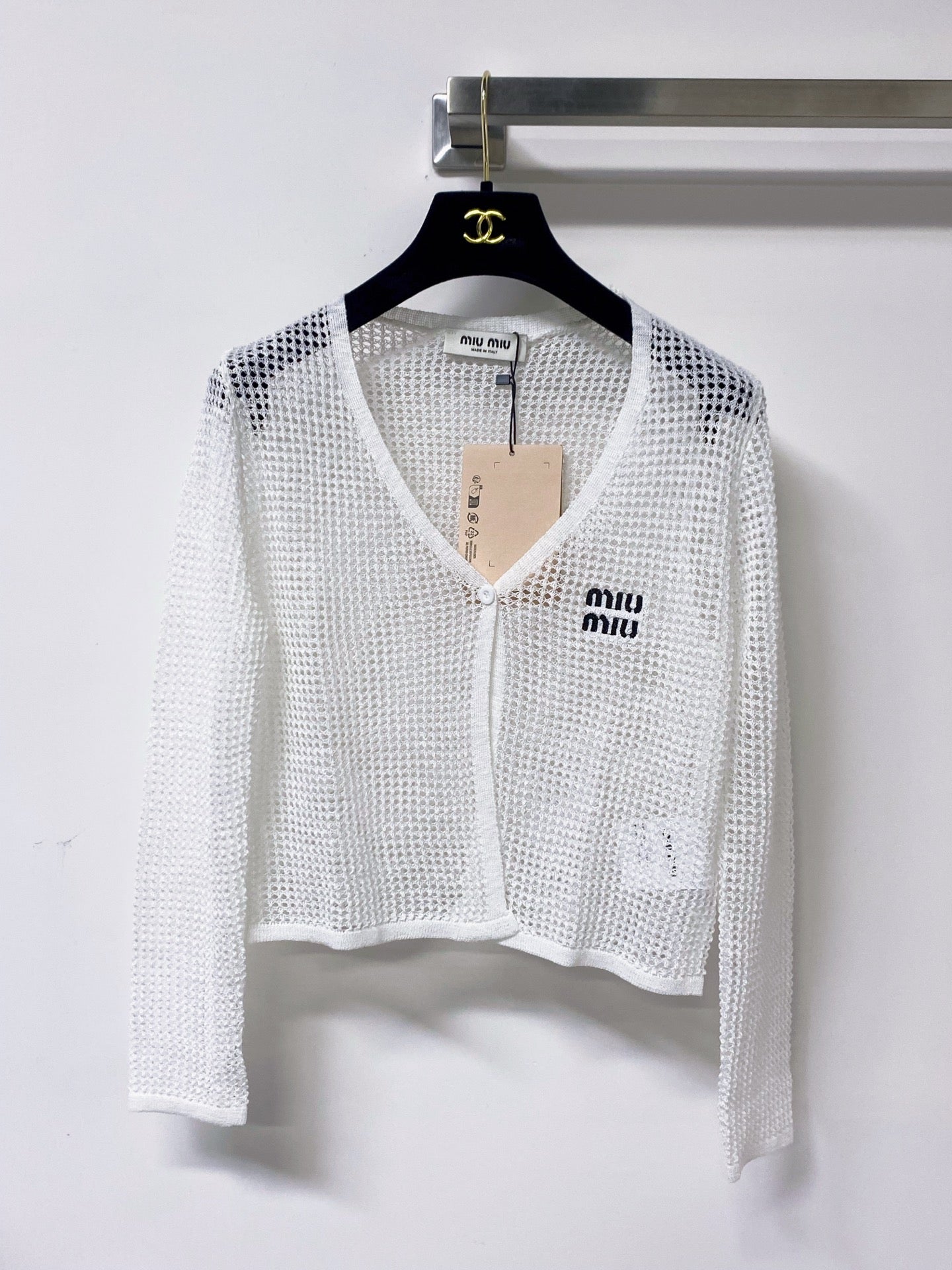 MIUMIU 26S CAMI TOP & OPEN KNIT CROPPED CARDIGAN SET 1172