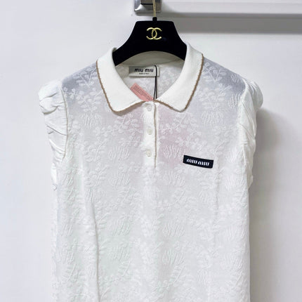 MIUMIU 26S SLEEVELESS KNIT POLO TOP 1149
