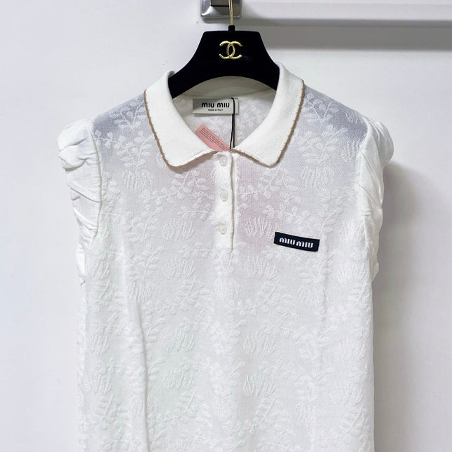 MIUMIU 26S SLEEVELESS KNIT POLO TOP 1149