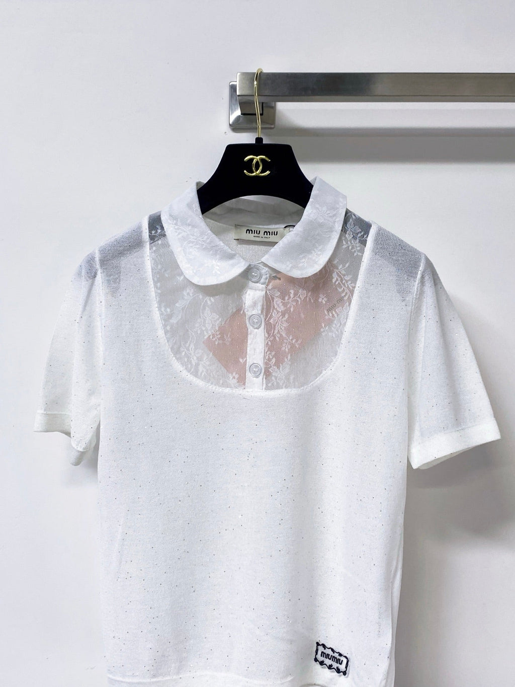 MIUMIU 26S RUFFLED COLLAR POLO SHIRT 1153