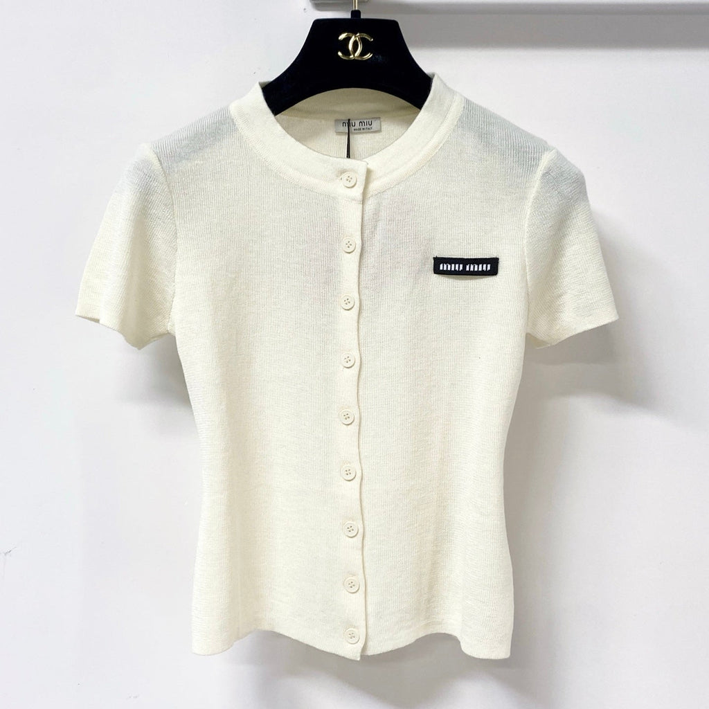 MIUMIU 26S SHORT SLEEVE KNIT CARDIGAN TOP 1240