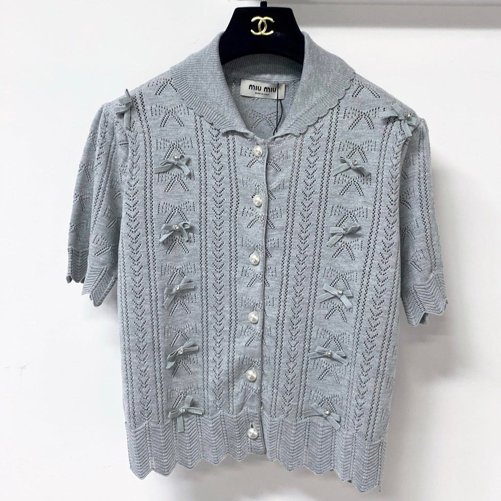 MIUMIU 26S KNIT CARDIGAN TOP 1250