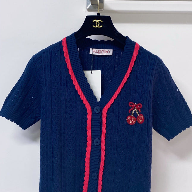 VALENTINO 26S SHORT-SLEEVE KNIT CARDIGAN 471