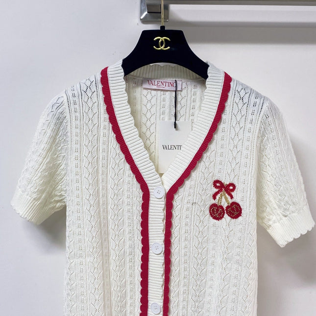 VALENTINO 26S SHORT-SLEEVE KNIT CARDIGAN 470