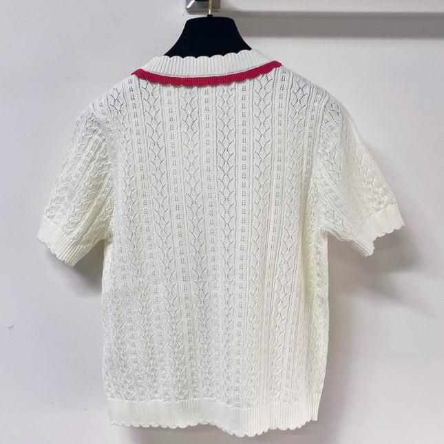 VALENTINO 26S SHORT-SLEEVE KNIT CARDIGAN 470