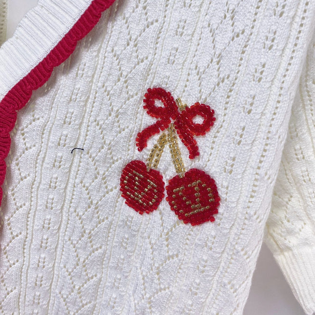 VALENTINO 26S SHORT-SLEEVE KNIT CARDIGAN 470