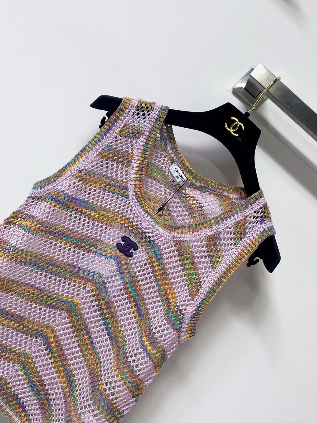 CHANEL 26S OPEN KNIT STRIPED TOP STYLE 1241