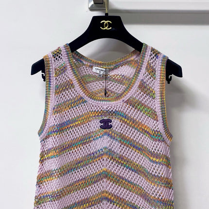 CHANEL 26S OPEN KNIT STRIPED TOP STYLE 1241