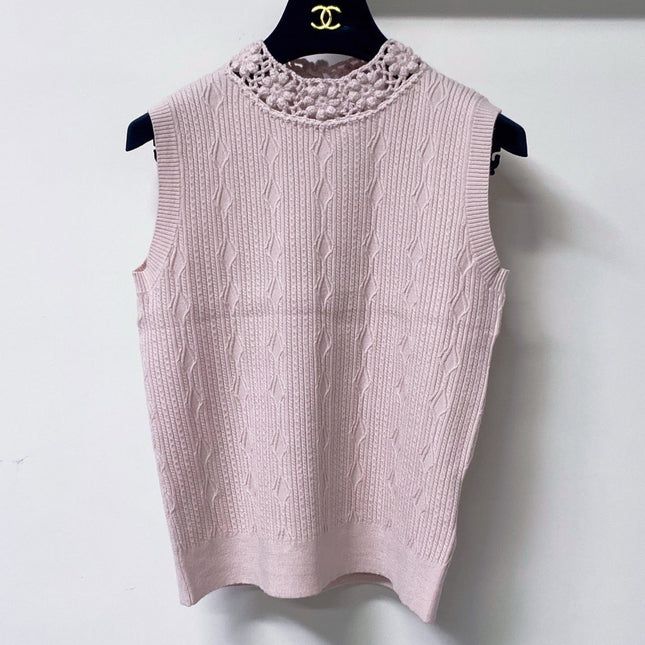 VALENTINO 26S SLEEVELESS CABLE-KNIT TOP 455