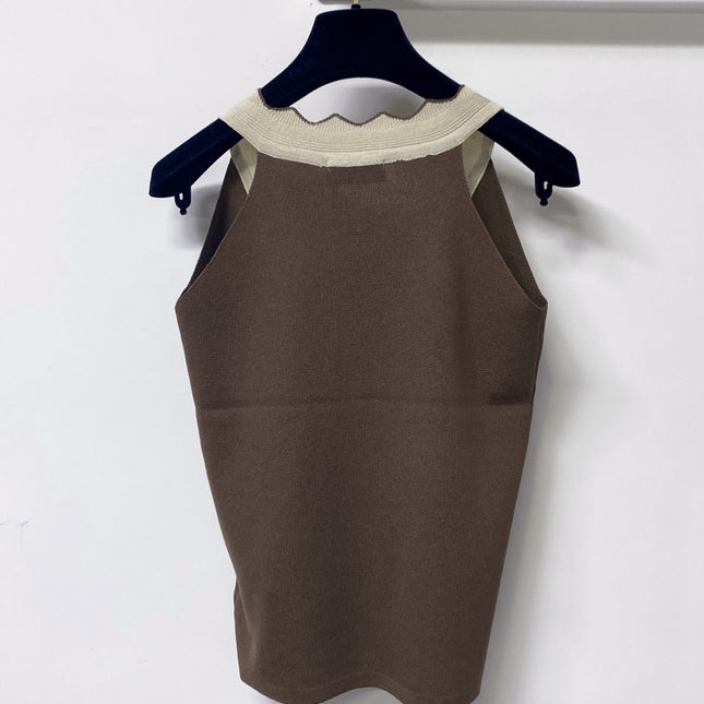 VALENTINO 26S V-NECK SLEEVELESS KNIT TOP 448