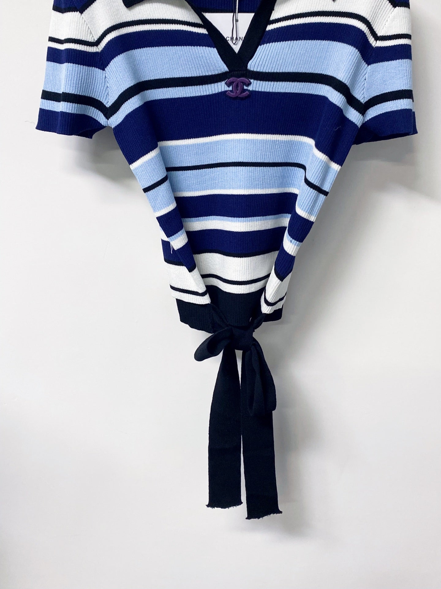 CHANEL 26S EMBELLISHED KNIT POLO TOP 1470