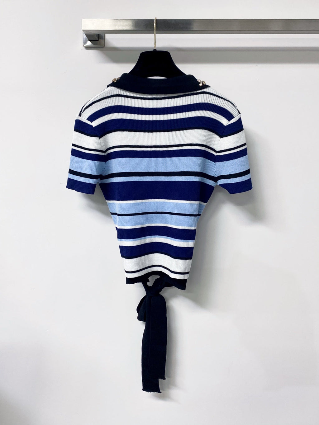 CHANEL 26S EMBELLISHED KNIT POLO TOP 1470