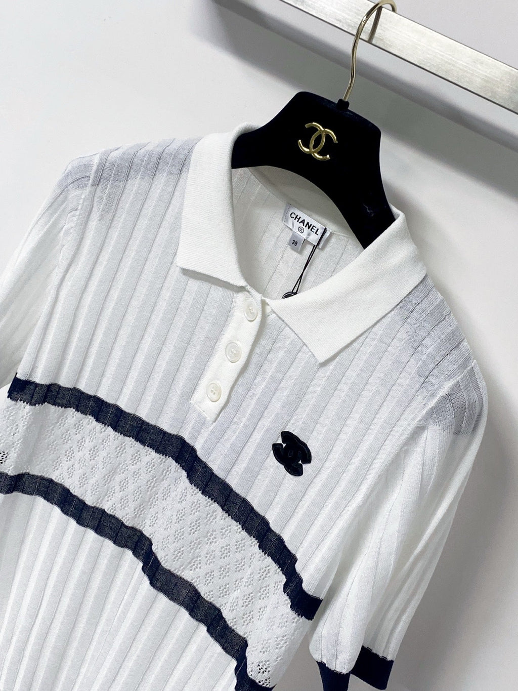 CHANEL 26S SHORT-SLEEVE KNIT POLO 1308