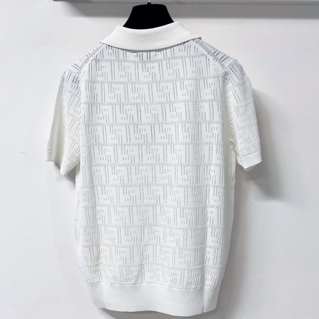 FENDI 26S SHORT-SLEEVE KNIT POLO TOP 290