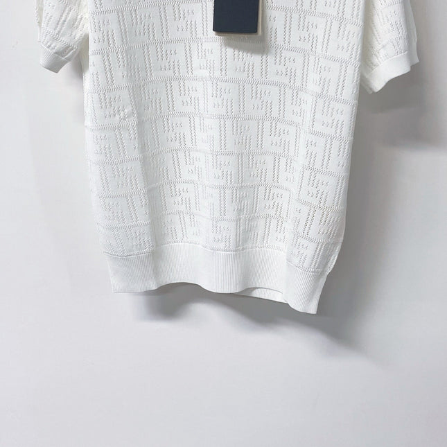 FENDI 26S SHORT-SLEEVE KNIT POLO TOP 290