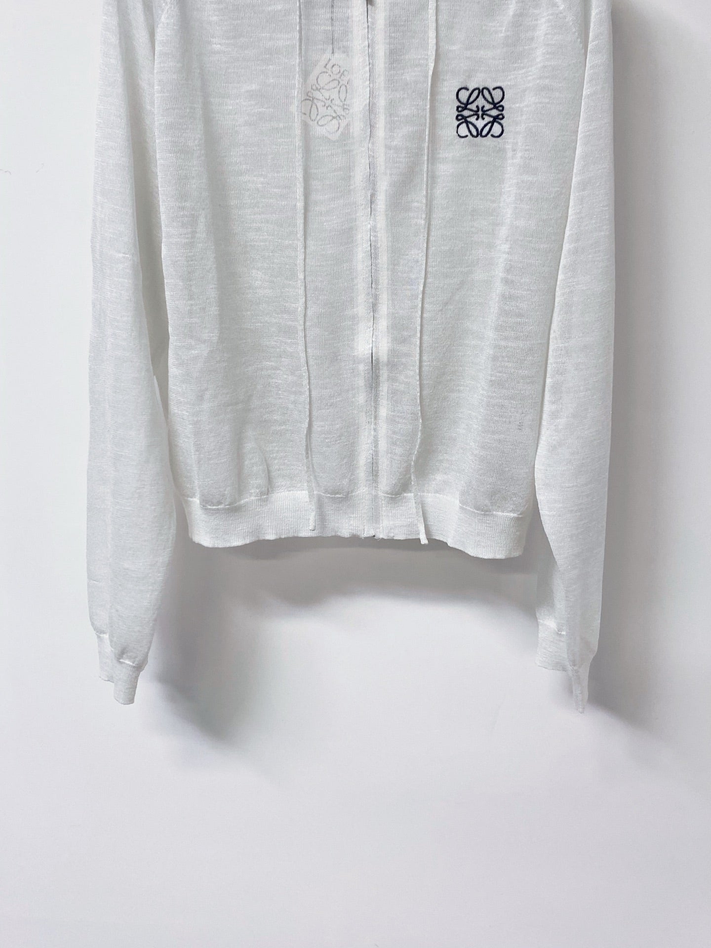 LOEWE 26S SHEER KNIT ZIP-UP HOODIE 596