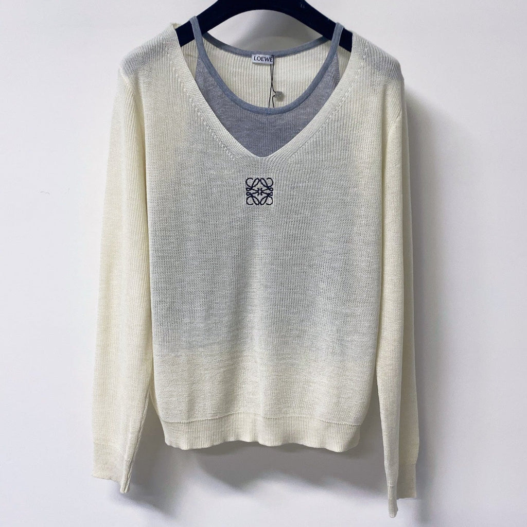 LOEWE 26S LAYERED V-NECK KNITTED SWEATER 566