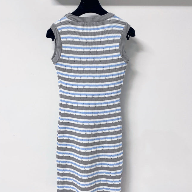 PRADA 26S SLEEVELESS STRIPED KNIT DRESS 1188