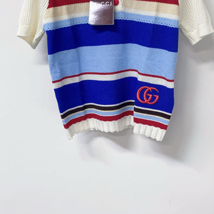 GUCCI 26S SHORT-SLEEVE KNIT POLO SHIRT 554