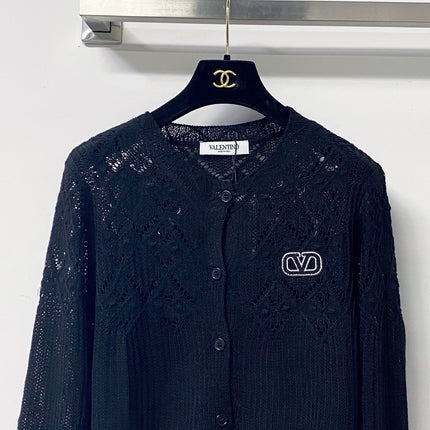 VALENTINO 26S OPENWORK KNIT BUTTON CARDIGAN 383
