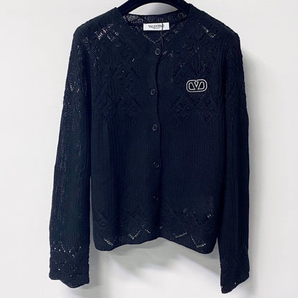 VALENTINO 26S OPENWORK KNIT BUTTON CARDIGAN 383