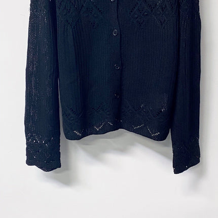 VALENTINO 26S OPENWORK KNIT BUTTON CARDIGAN 383