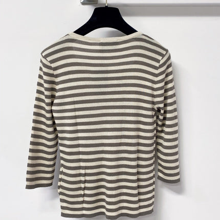 PRADA 26S STRIPED SCOOP-NECK KNIT TOP 1144
