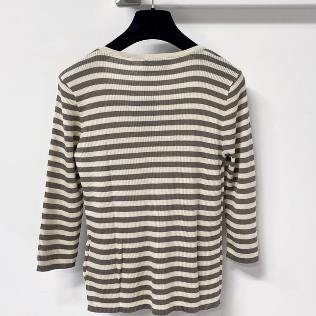 PRADA 26S STRIPED SCOOP-NECK KNIT TOP 1144