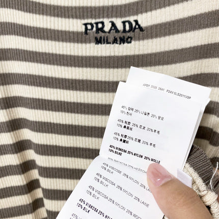 PRADA 26S STRIPED SCOOP-NECK KNIT TOP 1144