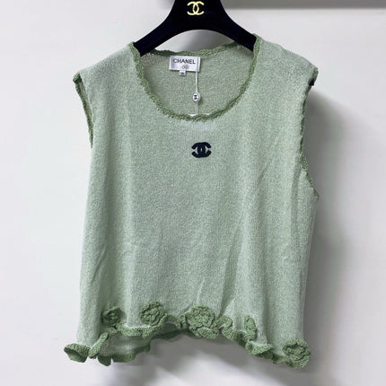 CHANEL 26S TRIM SLEEVELESS KNIT TOP 1642
