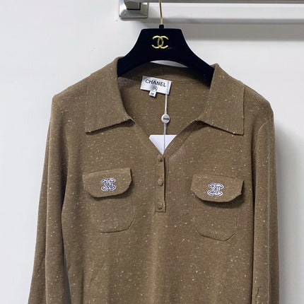 CHANEL 26S LONG SLEEVE KNIT POLO TOP 1620