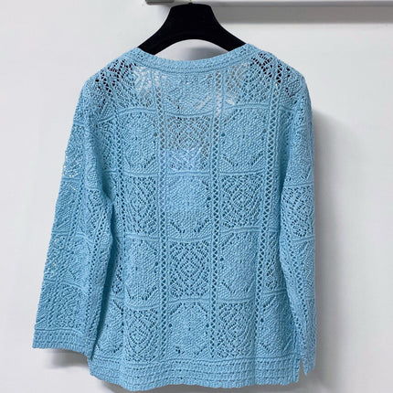 CHANEL 26S LACE KNIT V-NECK CARDIGAN 1523