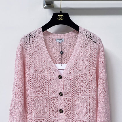 CHANEL 26S LACE KNIT V-NECK CARDIGAN 1522