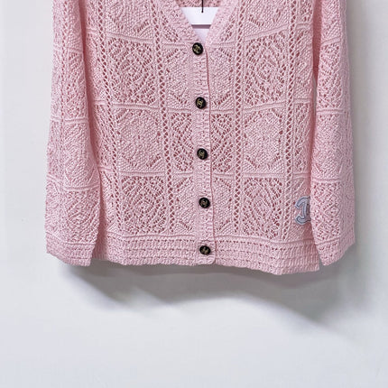 CHANEL 26S LACE KNIT V-NECK CARDIGAN 1522