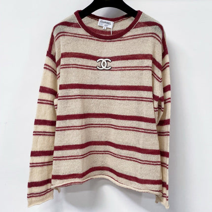 CHANEL 26S STRIPED CREWNECK KNIT SWEATER 1515