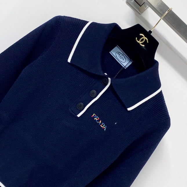 PRADA 26S LONG-SLEEVE KNIT POLO SHIRT 1107
