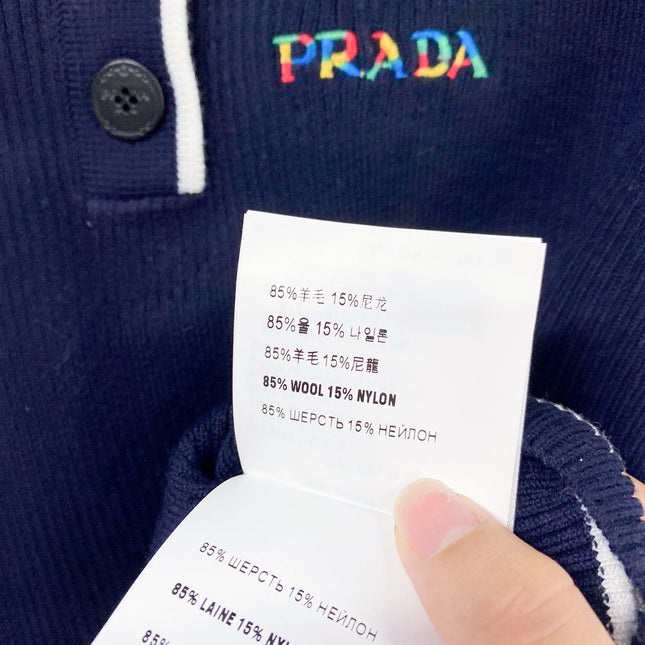 PRADA 26S LONG-SLEEVE KNIT POLO SHIRT 1107