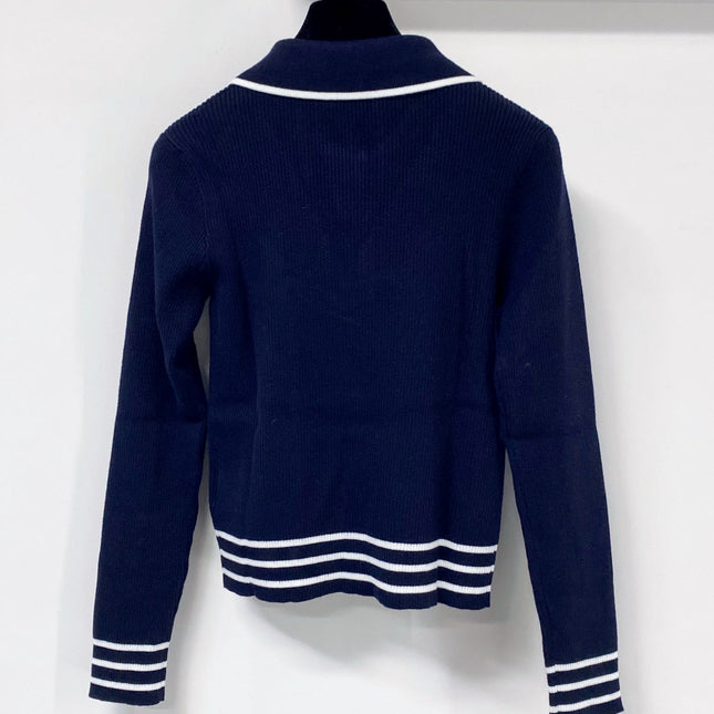 PRADA 26S LONG-SLEEVE KNIT POLO SHIRT 1107